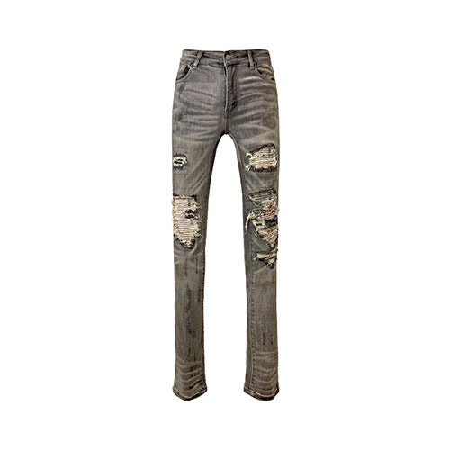 mnml X284 MOTO SKINNY DENIM - GREY/BLUE