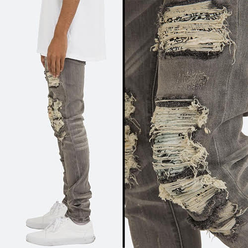 mnml X284 MOTO SKINNY DENIM - GREY/BLUE