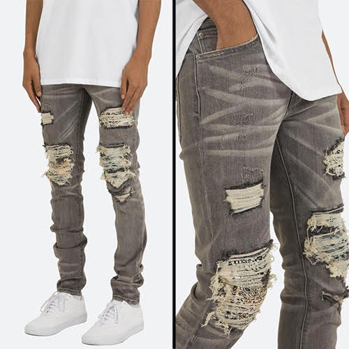 mnml X284 MOTO SKINNY DENIM - GREY/BLUE