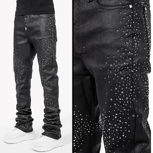 GUAPI ALL BLACK STARRY SKY WAXED DENIM