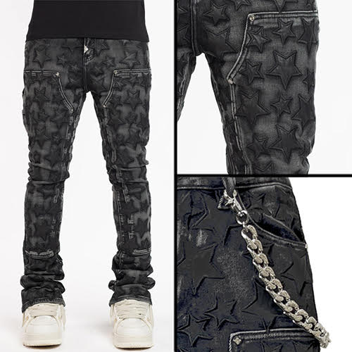 GUAPI OBSIDIAN BLACK STARS DENIM