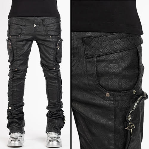GUAPI ALL BLACK MONOGRAM EMBELLISHED DENIM
