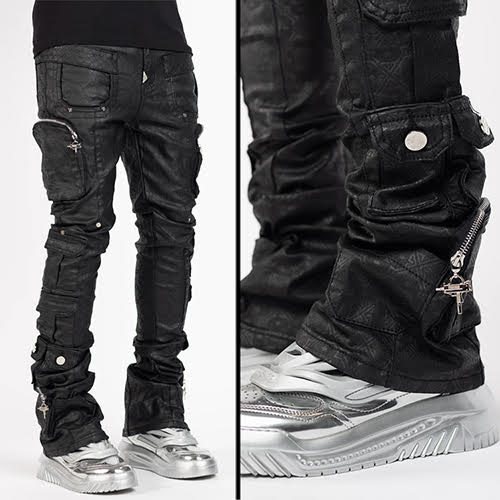 GUAPI ALL BLACK MONOGRAM EMBELLISHED DENIM
