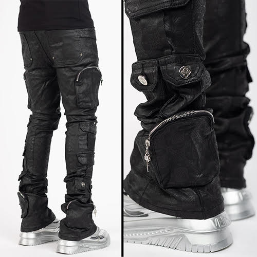 GUAPI ALL BLACK MONOGRAM EMBELLISHED DENIM