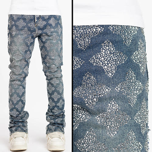 GUAPI VINTAGE BLUE EMBELLISHED DENIM