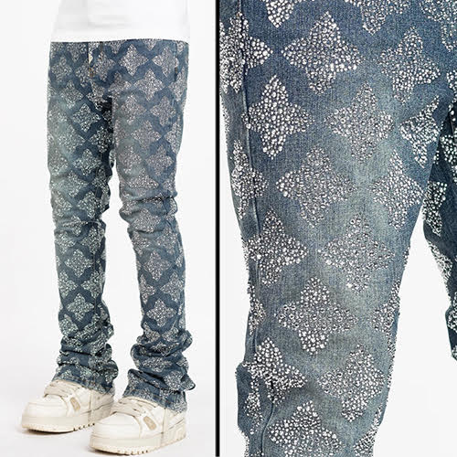 GUAPI VINTAGE BLUE EMBELLISHED DENIM