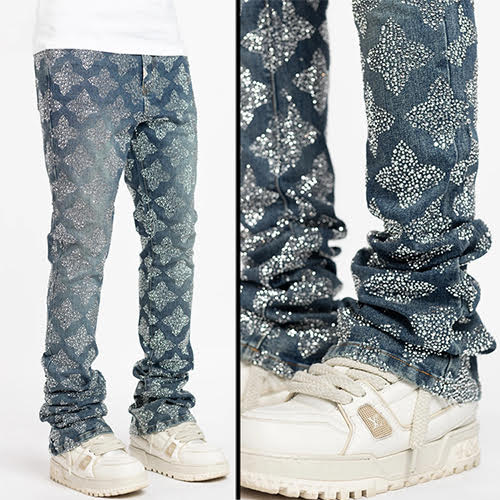GUAPI VINTAGE BLUE EMBELLISHED DENIM