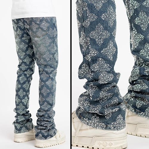 GUAPI VINTAGE BLUE EMBELLISHED DENIM