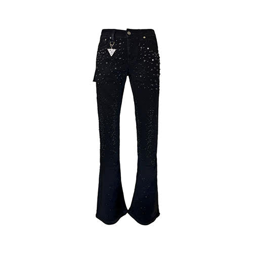 VALABASAS PARREL STACKED FLARE JEAN JET BLACK