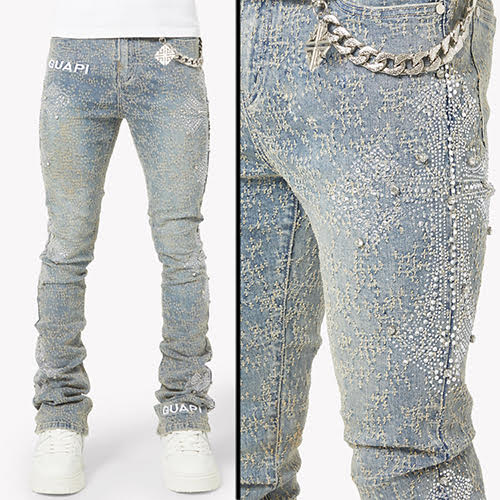 GUAPI VINTAGE BLUE DISTRESSED CROSS DENIM