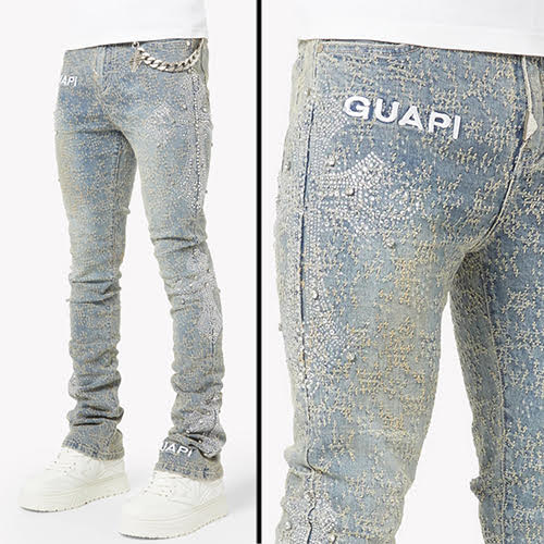 GUAPI VINTAGE BLUE DISTRESSED CROSS DENIM