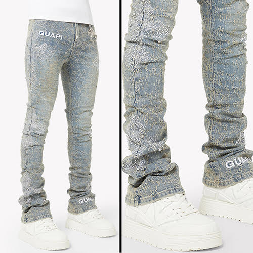 GUAPI VINTAGE BLUE DISTRESSED CROSS DENIM
