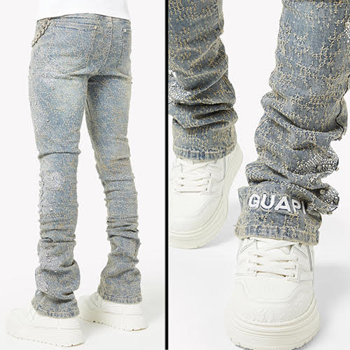 GUAPI VINTAGE BLUE DISTRESSED CROSS DENIM