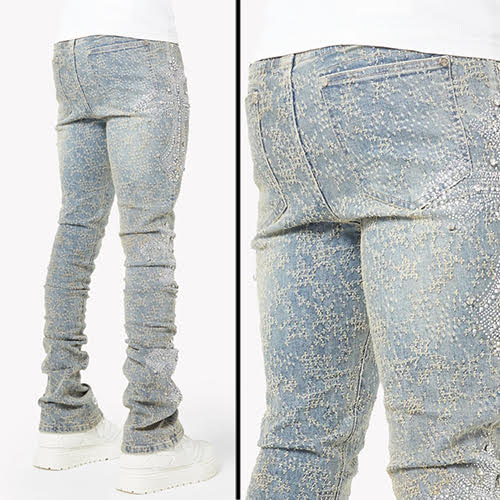 GUAPI VINTAGE BLUE DISTRESSED CROSS DENIM