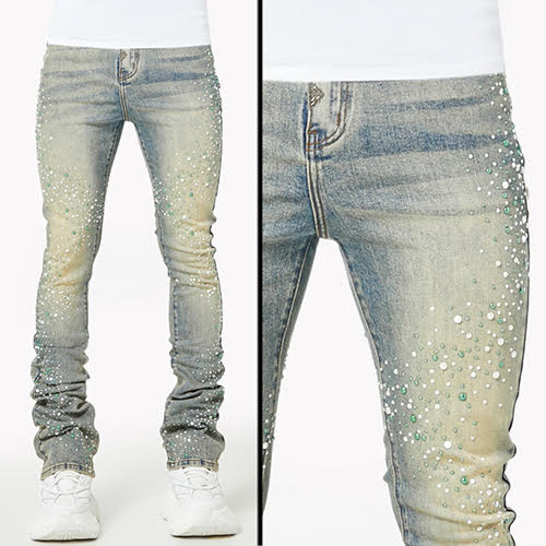 GUAPI VINTAGE OLIVE PEARLS DENIM