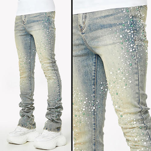 GUAPI VINTAGE OLIVE PEARLS DENIM
