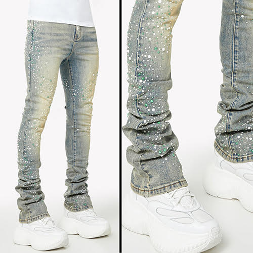 GUAPI VINTAGE OLIVE PEARLS DENIM