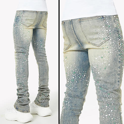 GUAPI VINTAGE OLIVE PEARLS DENIM