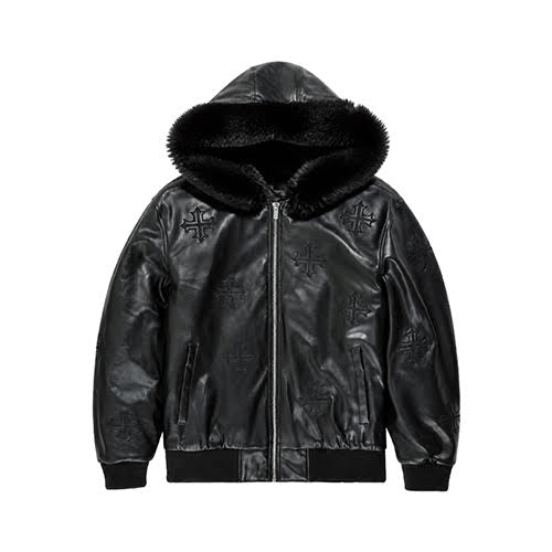 JORDAN CRAIG SEE YOU IN PARADISE INFERNO FULL ZIP BOMBER JACKET BLACK
