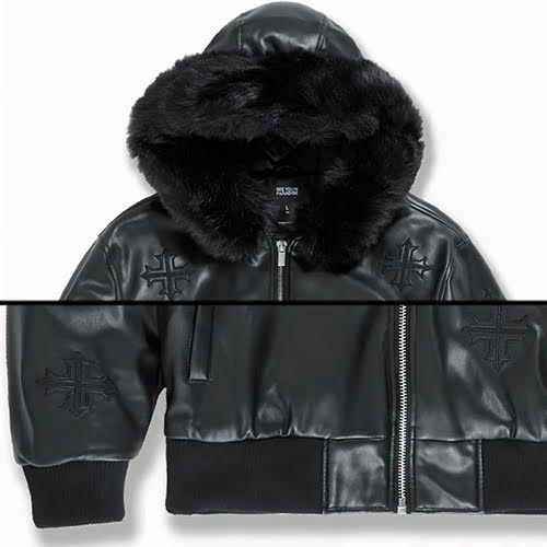 JORDAN CRAIG SEE YOU IN PARADISE INFERNO FULL ZIP BOMBER JACKET BLACK