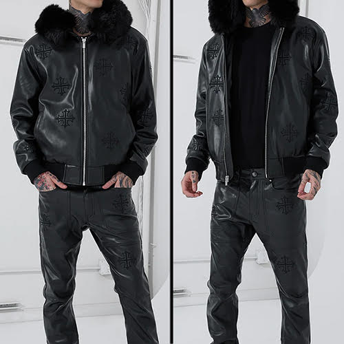 JORDAN CRAIG SEE YOU IN PARADISE INFERNO FULL ZIP BOMBER JACKET BLACK