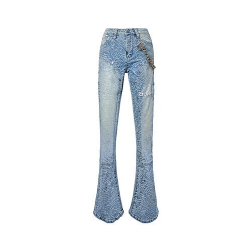 GUAPI AQUA BLUE CALLIGRAPHY DENIM
