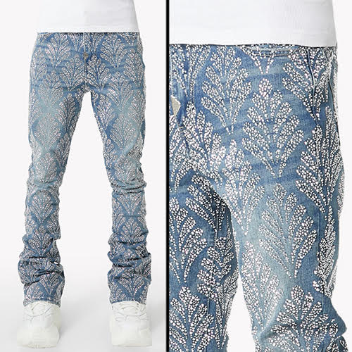 GUAPI STEEL BLUE EMBELLISHED DENIM