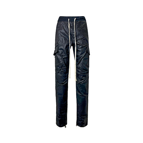 mnml CARGO DRAWCORD PANTS - WAXED BLACK