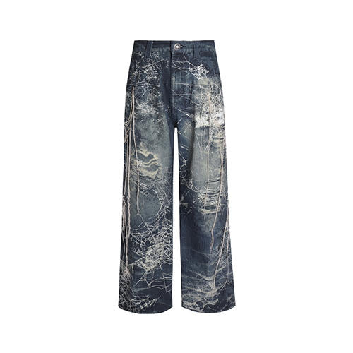 DND4DES SPIDER WEB EMBROIDERY TASSEL HARD WASHED JEAN