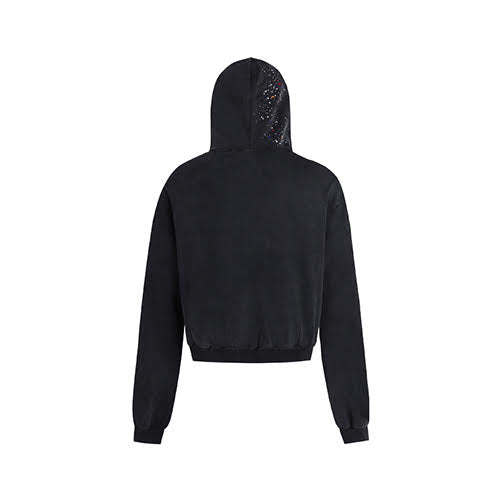DND4DES RHINESTONE BLACK ZIP-UP HOODIE BLACK
