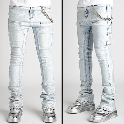 GUAPI STEEL BLUE PRISM STACKED DENIM
