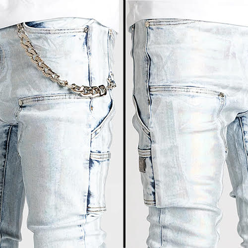 GUAPI STEEL BLUE PRISM STACKED DENIM