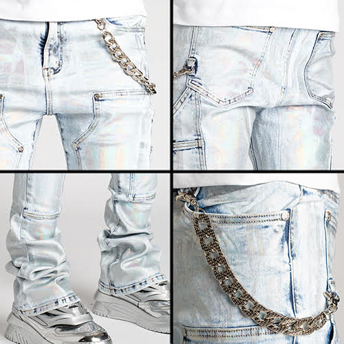 GUAPI STEEL BLUE PRISM STACKED DENIM