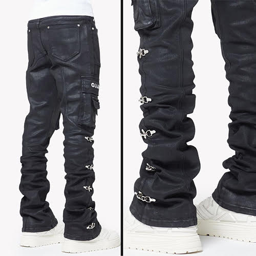 GUAPI OBSIDIAN BLACK WAXED CARGO DENIM