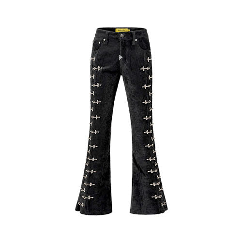 GUAPI BLACK VELVET AVIATION CLASP PANTS