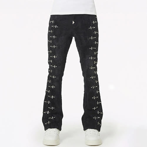 GUAPI BLACK VELVET AVIATION CLASP PANTS