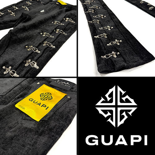 GUAPI BLACK VELVET AVIATION CLASP PANTS