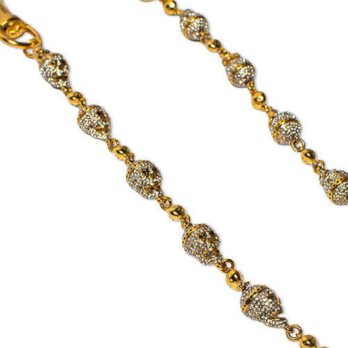 Starchain World GOLD SKULL WALLET CHAIN - WHITE STONES