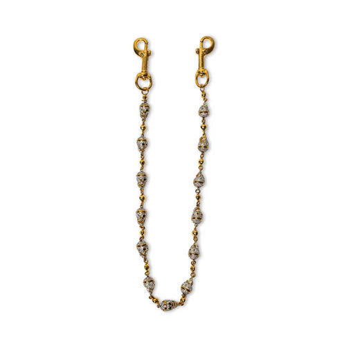 Starchain World GOLD SKULL WALLET CHAIN - WHITE STONES