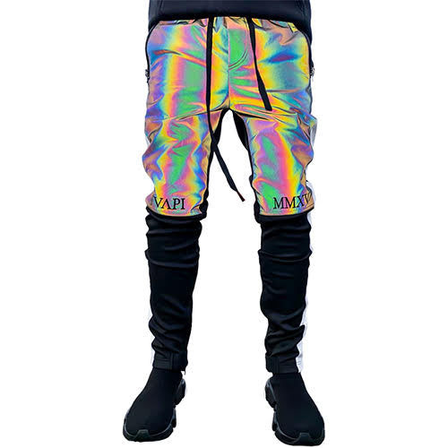 GUAPI RAINBOW REFLECTIVE BIKER TRACK PANTS