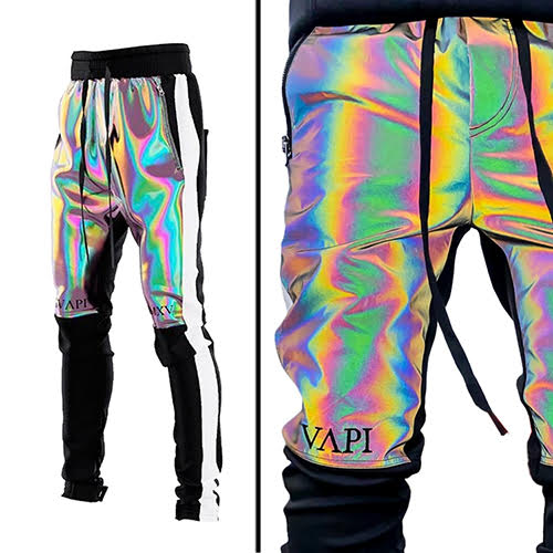 GUAPI RAINBOW REFLECTIVE BIKER TRACK PANTS