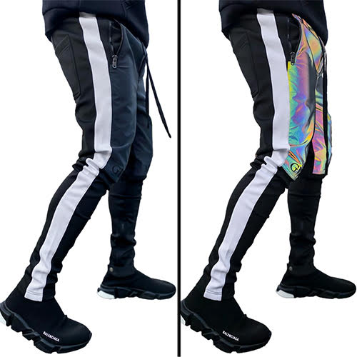 GUAPI RAINBOW REFLECTIVE BIKER TRACK PANTS