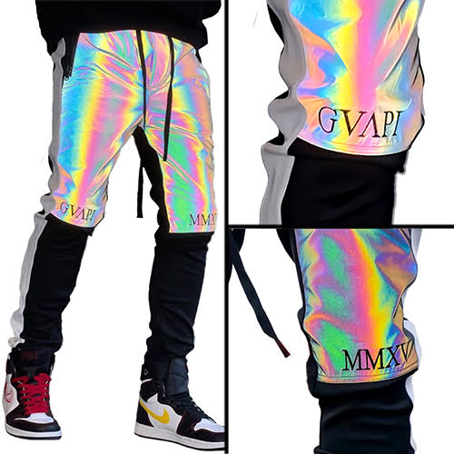 GUAPI RAINBOW REFLECTIVE BIKER TRACK PANTS