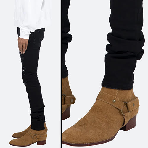 mnml X165 PAISLEY STRETCH SKINNY DENIM - BLACK/BLACK