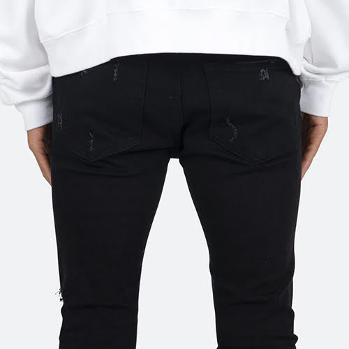 mnml X165 PAISLEY STRETCH SKINNY DENIM - BLACK/BLACK