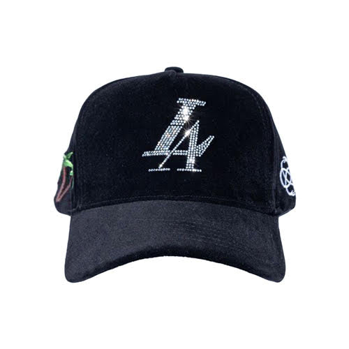 REFERENCE PARADISE LA CRYSTALS SNAPBACK CAP BLACK VELOUR