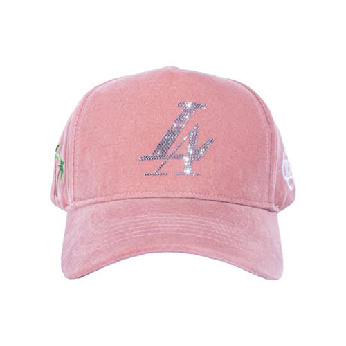 REFERENCE PARADISE LA CRYSTALS SNAPBACK CAP PINK VELOUR