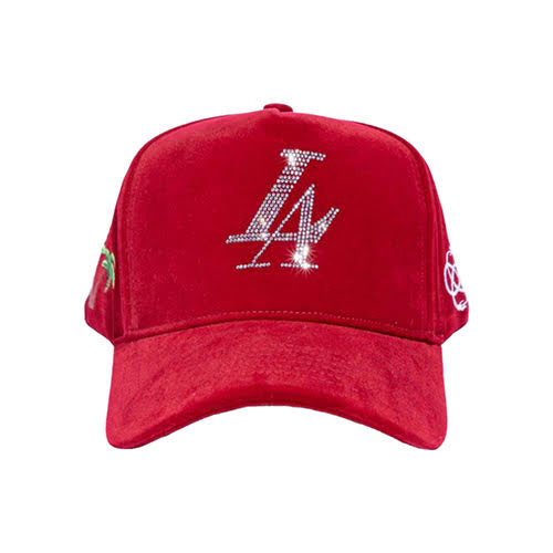 REFERENCE PARADISE LA CRYSTALS SNAPBACK CAP BURGUNDY VELOUR