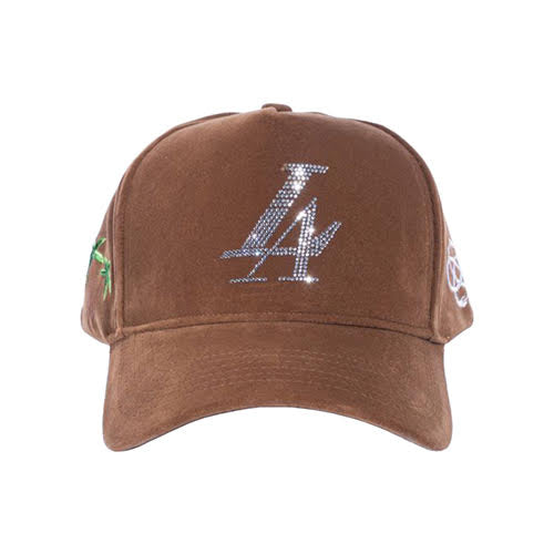 REFERENCE PARADISE LA CRYSTALS SNAPBACK CAP BROWN VELOUR