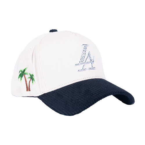 REFERENCE PARADISE LA CRYSTALS SNAPBACK CAP CREAM/BLACK CORDUROY